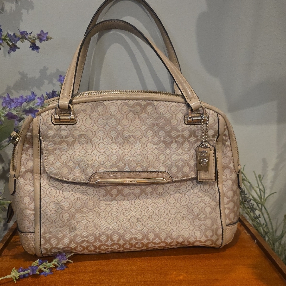 Coach Madison Georgie Pearlesant Fabric And Trim Satchel
